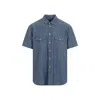 Universal Works Western Garage Short-sleeved Shirt In Blue
