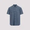 Universal Works Western Garage Short-sleeved Shirt In Indigo