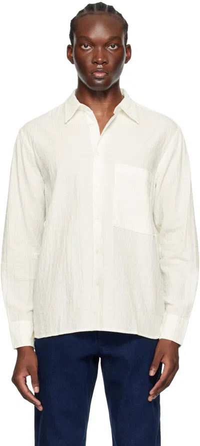Universal Works White Square Pocket Shirt In Ecru