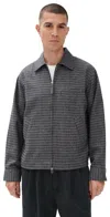 Universal Works Windcheater Houndstooth Zip Jacket Charcoal In Gray