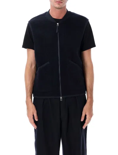 Universal Works Wool Fleece Knit Waistcoat In Black