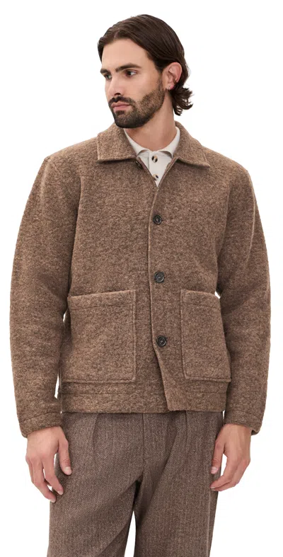 Universal Works Wool Fleece Rams Jacket Brown Marl