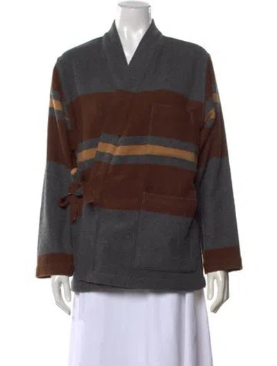 Pre-owned Universal Works Wool Striped Sweater In Grey