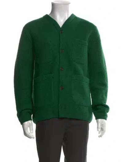 Pre-owned Universal Works Wool V-neck Cardigan In Green