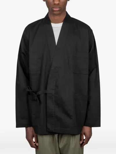 Universal Works Wrap-front Kimono In Black