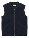 Universal Works Zip-front Fleece Vest In Blue