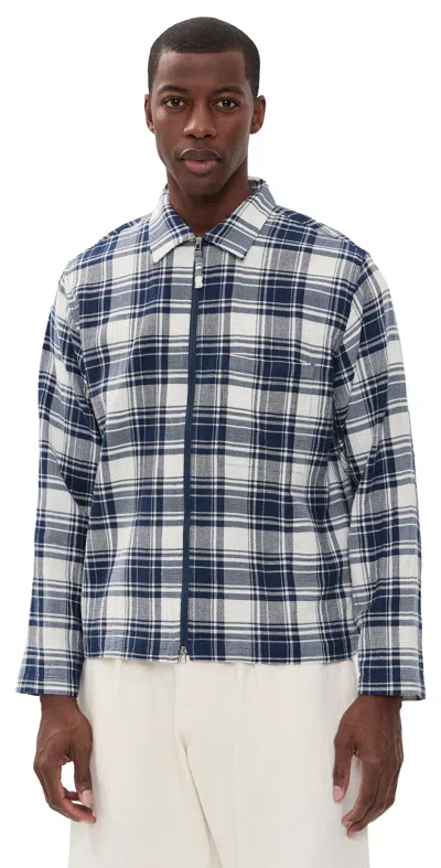 Universal Works Zip Shirt Navy In Blue