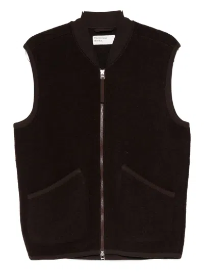 Universal Works Zip Wool Gilet In Black