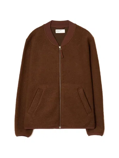 Universal Works Zip-up Wool-blend Bomber Jacket In Brown