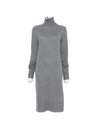 Universel Roll-neck Knitted Midi Dress In Green
