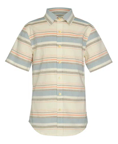 Univibe Kids' Big Boys Ravine Stripe Short Sleeve Woven Shirt In Cream