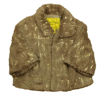 Pre-owned Unknown Brand Kids' Girls Taupe Sequins Jacket In Brown