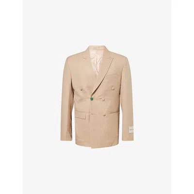 Unknown Womens Check-print Peak-lapels Woven Blazer Beige In Neutral
