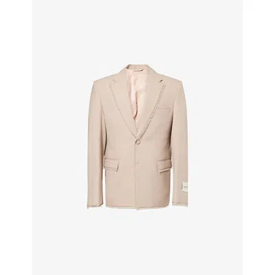 Unknown Womens Fringed Notch-lapels Wool Blazer Beige In Neutral