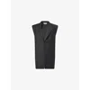 Unknown Womens Notch-lapels Sleeveless Woven Blazer Black In Black