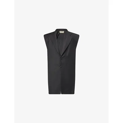 Unknown Womens Notch-lapels Sleeveless Woven Blazer Black
