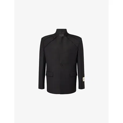 Unknown Womens Pleated Single-breasted Woven Blazer Black