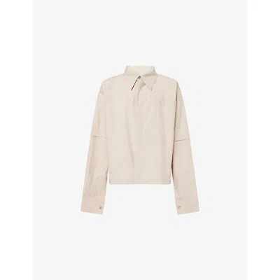 Unknown Womens Oversized Stitched Woven Shirts Stone
