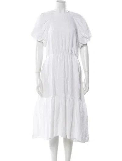 Pre-owned Unlabel Crew Neck Midi Length Dress In White