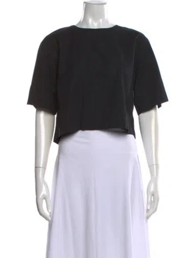 Pre-owned Unlabel Crew Neck Short Sleeve Crop Top In Black