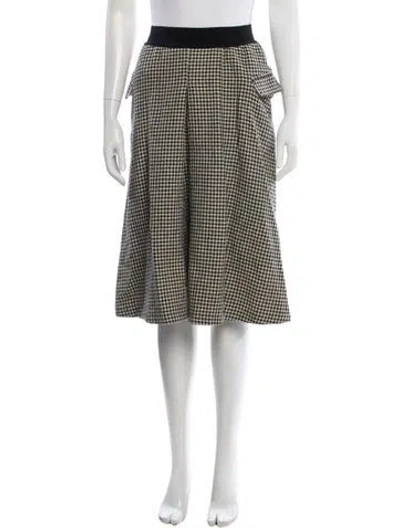 Pre-owned Unlabel Houndstooth Print Midi Length Skirt In Black
