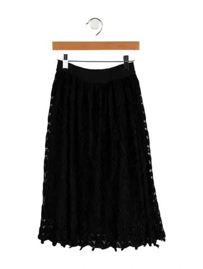 Pre-owned Unlabel Kids' Lace Pattern Knee-length Skirt In Black