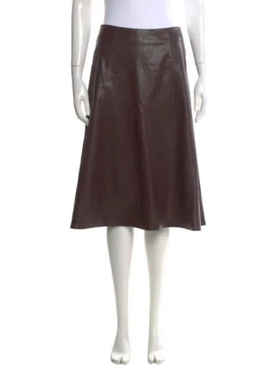 Pre-owned Unlabel Lamb Leather Knee-length Skirt In Brown