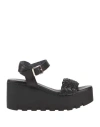 Unlace Woman Sandals Black Size 5 Soft Leather In Black