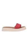 Unlace Woman Sandals Brick Red Size 5 Soft Leather In Red