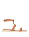 Unlace Woman Sandals Tan Size 10 Soft Leather In Brown