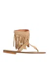 Unlace Toe Strap Sandals In Beige