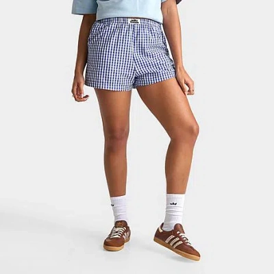 Unlike Humans Women's Gingham Boxer Shorts In Blue