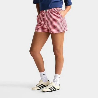 Unlike Humans Women's Gingham Boxer Shorts In Red