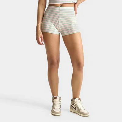 Unlike Humans Women's Ribbed Striped Mini Shorts