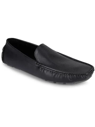 Unlisted Hope Textured Driver Mens Faux Leather Slip On Loafers In Black