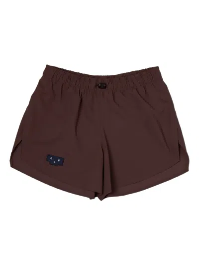 Unna Logo-patch Elastic-waist Shorts In Brown