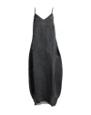 Un-namable Woman Maxi Dress Lead Size 10 Linen, Silk, Viscose In Grey