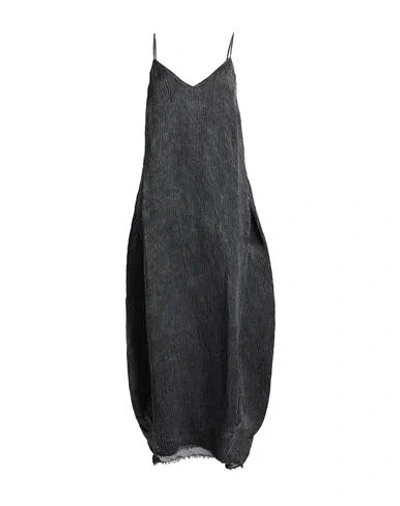 Un-namable Woman Maxi Dress Lead Size 10 Linen, Silk, Viscose In Grey