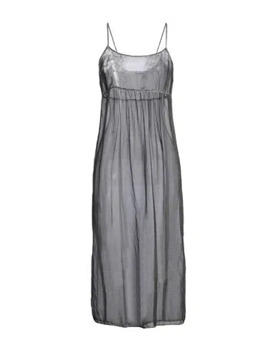 Un-namable Woman Midi Dress Lead Size 6 Cotton, Silk In Grey