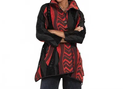 Uno Alla Volta Reversible Abstract Patterned Jacket In Black And Red In Multi