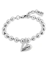 Uno De 50 Cupido Heart Charm Bead Link Bracelet In Silver