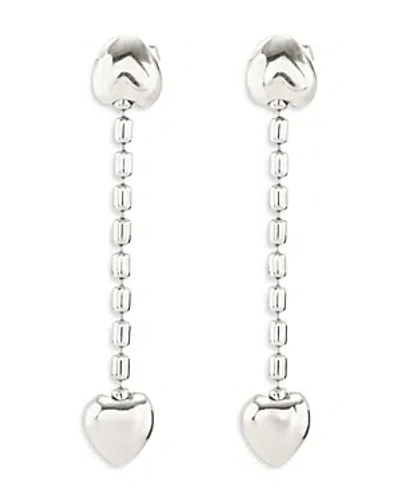 Uno De 50 Cupido Heart Chain Linear Drop Earrings In Silver