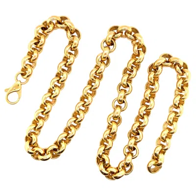 Pre-owned Unoaerre 14 Karat Yellow Gold Rolo Link Necklace Bracelet 68.9 Grams Italy