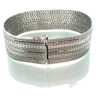 Pre-owned Unoaerre 14ct 585 White Gold Woven 7.5" Bracelet
