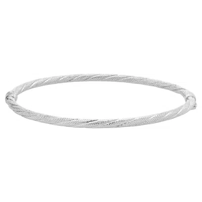Pre-owned Unoaerre 18 Karat White Gold Textured Twisted Bangle Bracelet