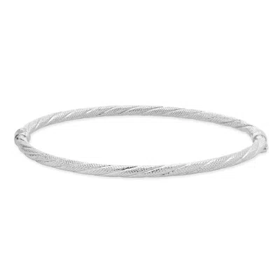 Pre-owned Unoaerre 18 Karat White Gold Textured Twisted Bangle Bracelet