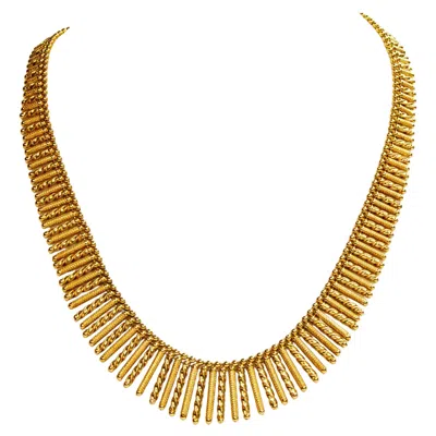 Pre-owned Unoaerre 18 Karat Yellow Solid Gold Fringe Necklace Choker