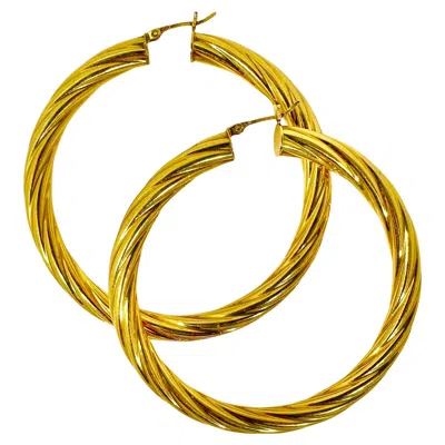 Pre-owned Unoaerre 2 3/8 Inch Diameter 18k Yellow Gold Hoop Earrings By Italian Maker