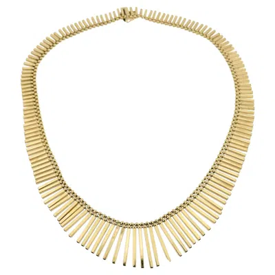 Pre-owned Unoaerre Fringe Retro Yellow Gold Necklace
