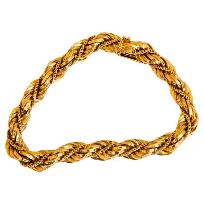 Pre-owned Unoaerre Italian 18 Karat Yellow Gold Twist Rope Chain Bracelet 1970s